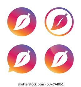 Leaf sign icon. Fresh product symbol.