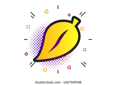 Leaf sign icon. Halftone dots pattern. Fresh natural product symbol. Classic flat leaf icon. Vector