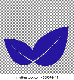 Leaf sign illustration. Blue icon on transparent background.