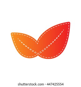 Leaf sign illustration. Orange applique isolated.