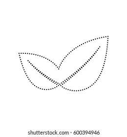 Leaf sign illustration. Vector. Black dotted icon on white background. Isolated.