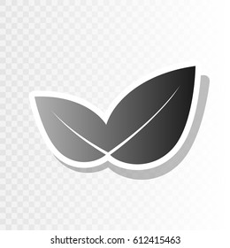 Leaf sign illustration. Vector. Blackish icon on transparent background with transition.
