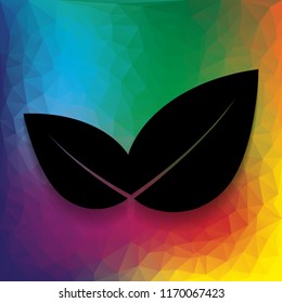 Leaf sign illustration. Vector. Flat style black icon on white.