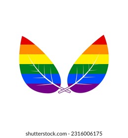 Leaf sign. Rainbow gay LGBT rights colored Icon at white Background. Illustration.