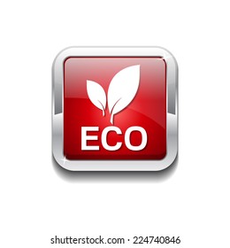 Leaf Sign Red Vector Icon Button