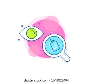 Leaf sign. Research complex icon. Bio shopping tags line icon. Natural products symbol. Analytics or analysis banner. Bio tags sign. Vector