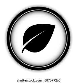 Leaf sign - vector icon; round  button with shadow