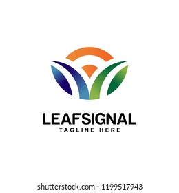 leaf signal modern logo template