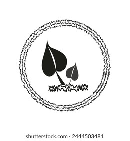 Leaf silhouette with decorative circle. Nature minimalistic design. Simple botanical illustration. Vector illustration. EPS 10.