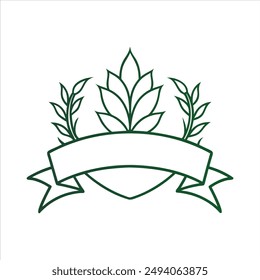 Leaf silhouette flourish badge vector logo icon
