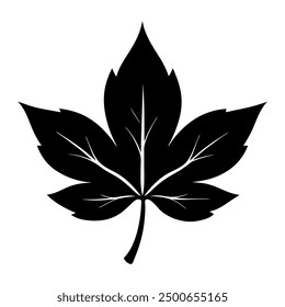 Ilustración de silueta de hoja aislada sobre fondo blanco