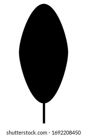leaf silhouette vector. Black shape with elliptic Leaf shape. vector illustration isolated on white background.