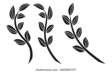 leaf silhouette vector set, black illustration,
