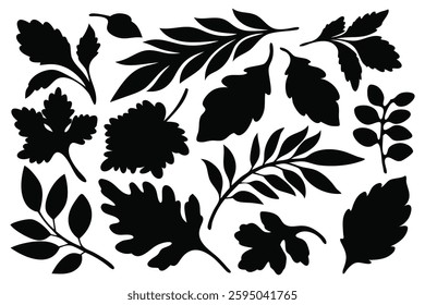 
Leaf silhouettes set isolated flat vector illustration on white background
