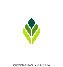 leaf simple elegant logo, green icon minimalist, dynamic