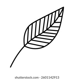 A leaf with a simple hand-drawn outline. A minimalist and natural design for spring or Easter.