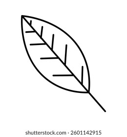 A leaf with a simple hand-drawn outline. A minimalist and natural design for spring or Easter.