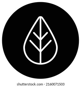 Leaf simple icon vector flat design. White icon on black circle. White background.ai