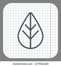 Leaf simple icon vector flat design. On graph paper. Grey background.ai