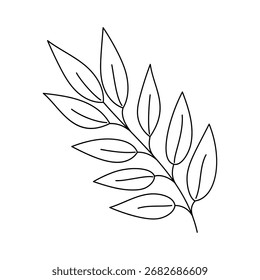Hoja de contorno simple dibujado a mano doodle Ilustración vectorial, Imagen botánica floral minimalista para proyectos de medio ambiente, concepto de naturaleza, página para colorear, scrapbooking, boceto de arte de línea