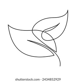 Leaf single continuous one line out line vector art  drawing  and tattoo design