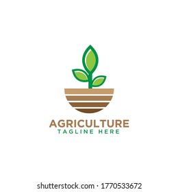 leaf and soil logo design farm agriculture template