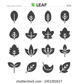 Leaf Solid Glyph Icon Set Illustration Vector EPS 10.