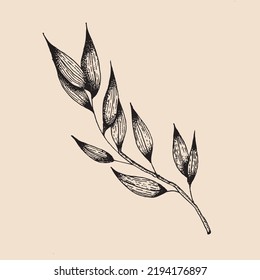 leaf solo black lines tattoo