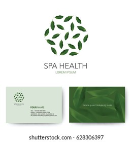 Leaf Spa Healthy Yoga Hotel and Resort Logo Symbol, Vector illustration
