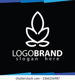 Leaf Spa line art logo template