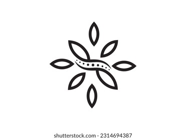 leaf with spine nature health care logo design