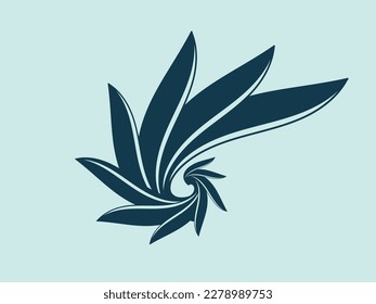 Leaf spiral logo emblem. Nature style icon isolated on light fund. Decorative plant elements. Ornamental design illustration. Organic swirl symbol. Sacred geometry decoration.