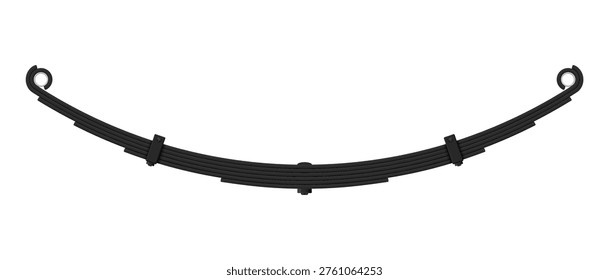 Leaf spring suspension design showing the structure and alignment in different positions for vehicle support and motion