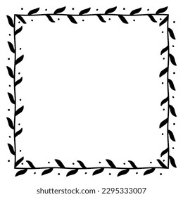 Leaf Square Flower frame leaf wreath vector border floral photo frame romantic decoration for wedding anniversary birthday new year newborn mother Christmas valentine winner award congratulations