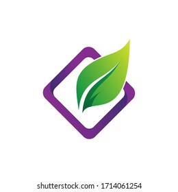 
Leaf and square logo design