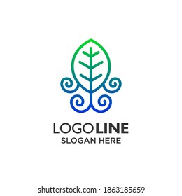 leaf and squids logo design