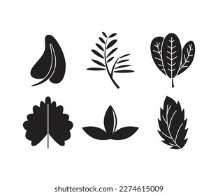 leaf and stalk icons line illustration
