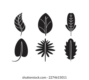 leaf and stalk icons line illustration
