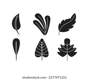 leaf and stalk icons line illustration