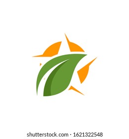 leaf star eco logo design template