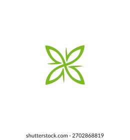 leaf star line minimalist vector logo.
