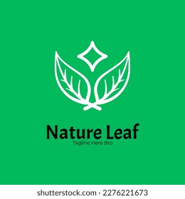 Leaf and star logo. Green eco leaf logo. Environment Logo. Nature symbol for company.