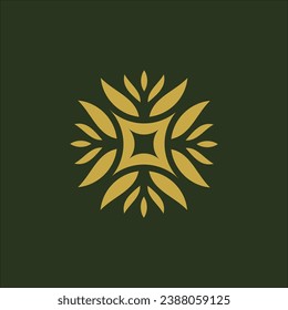 leaf and star ornament premium cosmetics logo vector