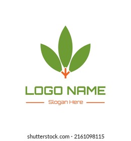 leaf stem icon logo vector design