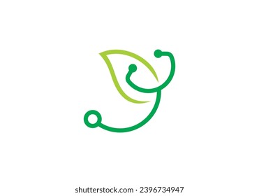 leaf stethoscope logo healthcare and medical design vector illustration