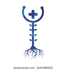 Leaf stethoscope vector logo design. Suitable for health, natural and leaf symbol
