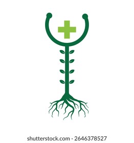 Leaf stethoscope vector logo design. Suitable for health, natural and leaf symbol