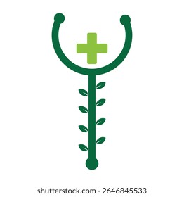 Leaf stethoscope vector logo design. Suitable for health, natural and leaf symbol