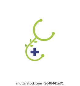 Leaf stethoscope vector logo design. Suitable for health, natural and leaf symbol