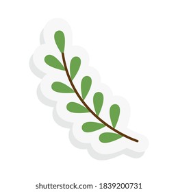 leaf sticker and flat style icon design of Natural floral nature and plant theme Vector illustration